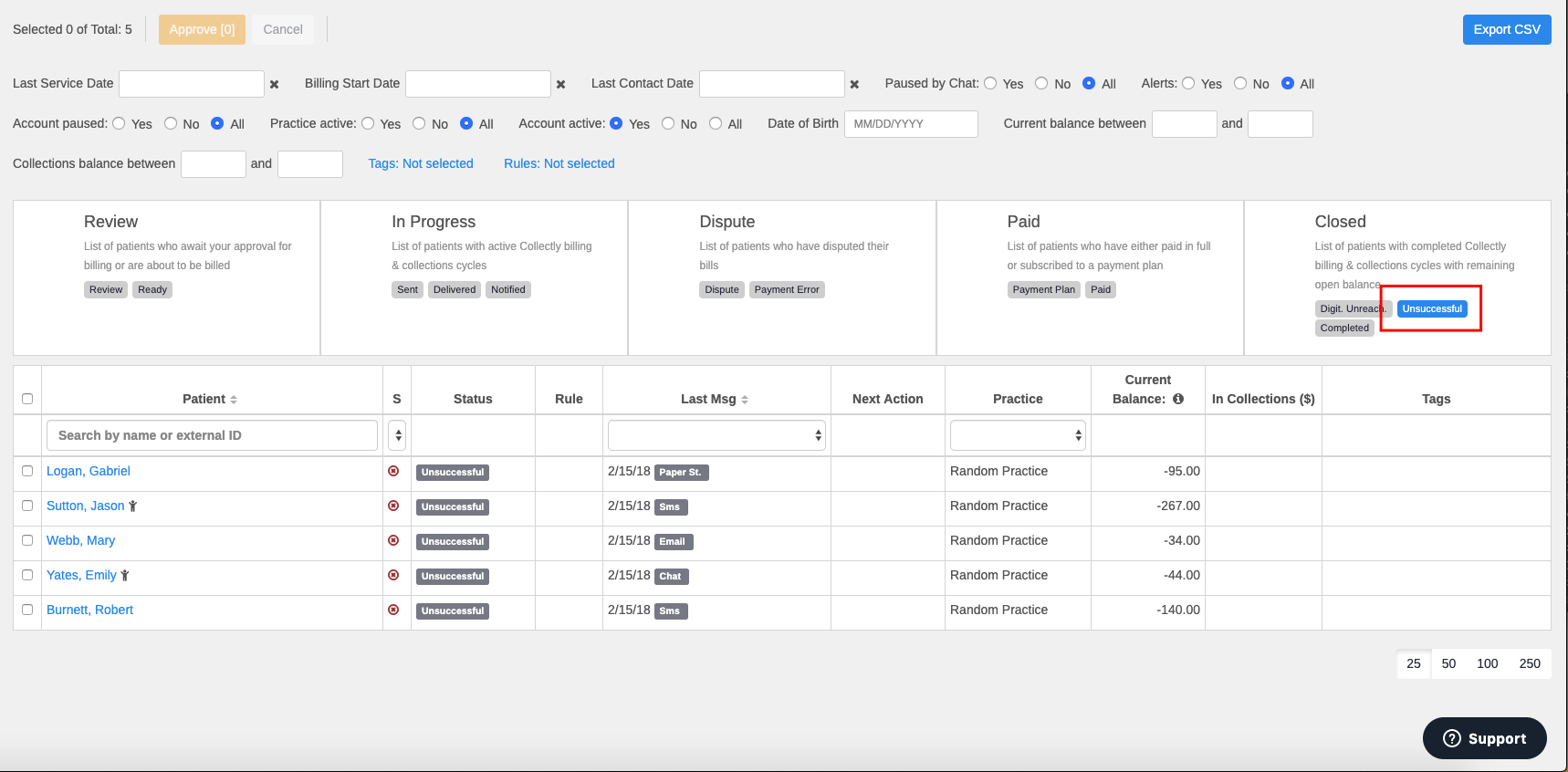 How to export the list of patient accounts on the Patients screen ...